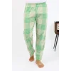Erkek Ekoseli Desen Penye Tek Alt Pijama Yeşil