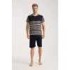 Erkek Lacivert Sıfır Yaka Kısa Kol Şortlu Pijama Takımı