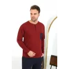 Erkek Uzun Kol Penye Bordo Pijama Takımı