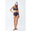 Kadın Basic Lacivert Pedli Yüksek Bel Bikini Takımı