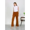Kadın Bürümcük Kumaş Hafif-Esnek Pantolon 210074 Kahve