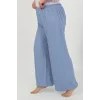 Kadın Büyük Beden Bürümcük Pantolon  Mavi
