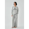 Kadın Gri Kova Burcu Oversize 2 İplik Eşofman Ev Giyim Takımı