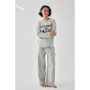 Kadın Gri Sleep Mode ON Oversize 2 İplik Eşofman Ev Giyim Takımı