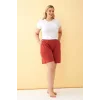 Kadın Kiremit Rengi Rahat Kalıp Cepli Şort