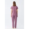Kadın Mor Yıldız Desenli Penye Kısa Kol Pijama Takımı