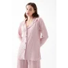 Kadın Pembe Önden Düğmeli Rahat Kesim Pijama Takımı – Günlük Ev Giyim Seti