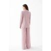 Kadın Pembe Önden Düğmeli Rahat Kesim Pijama Takımı – Günlük Ev Giyim Seti