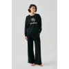 Kadın Siyah Akrep Burcu Oversize 2 İplik Eşofman Ev Giyim Takımı