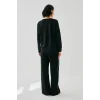 Kadın Siyah Yengeç Burcu Oversize 2 İplik Eşofman Ev Giyim Takımı