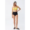 Kadın Straplez Sarı Yüksek Bel Bikini Takımı
