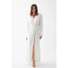 Kadın Uzun Ekru Penye Sabahlık