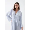 Kadın Uzun Mavi Penye Sabahlık