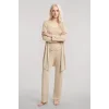 Kadın Bej Yumuşak Dokulu Dökümlü Kısa Kimono Şık ve Rahat Ev Giyim