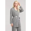 Kadın Ekru Yumuşak Dokulu Dökümlü Uzun Kimono Şık ve Rahat Ev Giyim