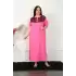 Büyük Beden Dantelli Kısa Kol Fuşya Anne Gecelik