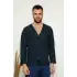 Erkek %100 Pamuk Önden Düğmeli Cepli Uzun Kollu Pijama Takımı Lacivert