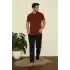Erkek Bordo V Yaka 3lü Pijama Takım