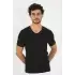 Erkek Likralı V Yaka Siyah T-Shirt