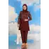 Kadın Pantolonlu Desenli Tam Tesettür Mayo Bordo
