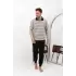 Erkek Polo Yaka Uzun Kol Penye Pijama Takımı Krem