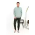 Erkek Polo Yaka Uzun Kol Penye Pijama Takımı Su Yeşili