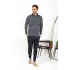 Erkek Polo Yaka Uzun Kol Penye Pijama Takımı Lacivert