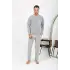 Erkek Uzun Kol Penye Gri Pijama Takımı