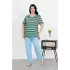 Kadın Büyük Beden Kısa Kol Penye Pijama Takımı Petrol