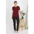 Kadın Kısa Kol Pamuk Penye Pijama Takım Bordo