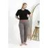 Kadın Pamuklu Büyük Beden Alt Pijama Vizon