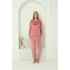 Kadın Kadife Pembe Pijama Takım