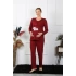 Kadın Uzun Kol Hamile Lohusa Pijama Takımı Bordo