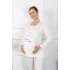 Kadın Uzun Kol Hamile Lohusa Pijama Takımı Ekru