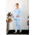 Kadın Uzun Kol Hamile Lohusa Pijama Takımı Mavi