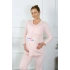 Kadın Uzun Kol Hamile Lohusa Pijama Takımı Pudra
