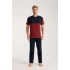 Erkek Bordo Düğmeli Yaka Kısa Kol Pijama Takımı