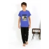 Erkek Çocuk Kısa Kol Penye Pijama Takım Saks