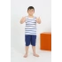 Erkek Çocuk Sıfır Kol Şortlu Beyaz Penye Pijama Takımı