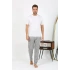 Erkek Ekoseli Desen Penye Tek Alt Pijama Gri