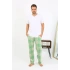 Erkek Ekoseli Desen Penye Tek Alt Pijama Yeşil