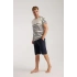 Erkek Krem Sıfır Yaka Kısa Kol Şortlu Pijama Takımı