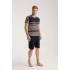 Erkek Lacivert Sıfır Yaka Kısa Kol Şortlu Pijama Takımı