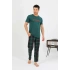 Erkek Pamuk Kısa Kol Pijama Takım Zümrüt
