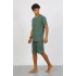 Erkek Pamuk Lakost Alt Üst Kaprili Pijama Takım Yeşil