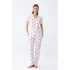 Kadın Beyaz Kırmızı Kalpli Önden Düğmeli Pijama Takımı
