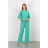 Kadın Bürümcük Kumaş Pijama Takım Yeşil