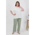 Kadın Büyük Beden Kısa Kol Penye Pijama Takımı Beyaz