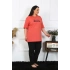 Kadın Büyük Beden Mercan Pijama Takımı