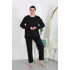 Kadın Büyük Beden Uzun Kol Penye Pijama Takımı Siyah
